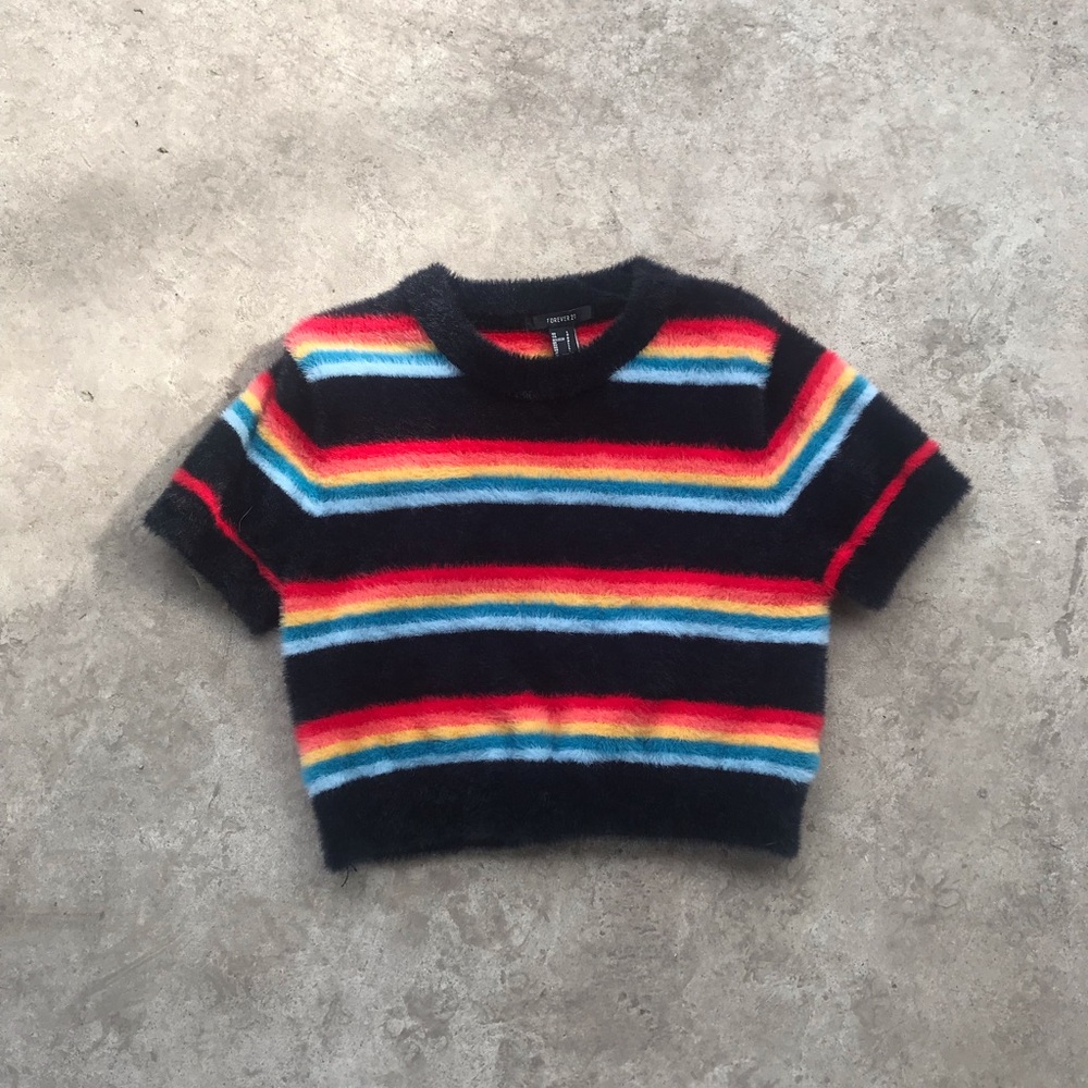 Fuzzy multicolored crop top from forever 21